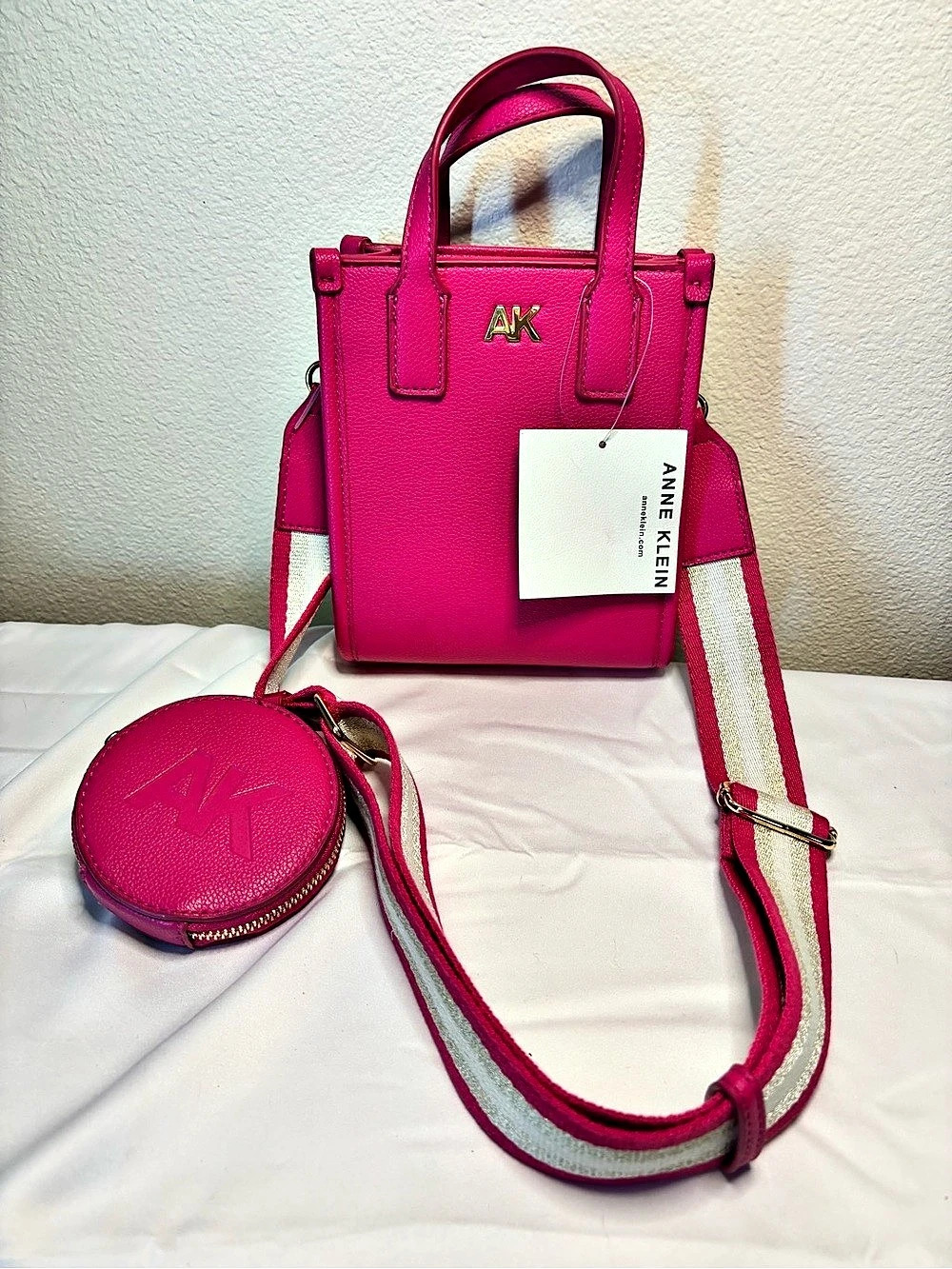 Anne Klein Dolly Mini Tote Bag Pink with Crossbody Strap